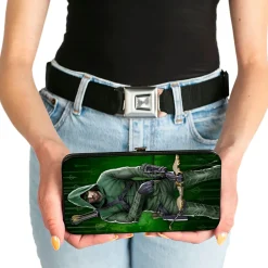Hinged Wallet - Green Arrow Bow Pose + Arrows Greens