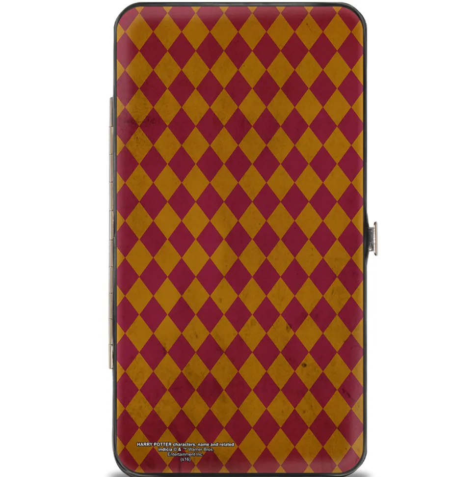 Hinged Wallet - GRYFFINDOR Crest Stripes Diamonds Red Golds