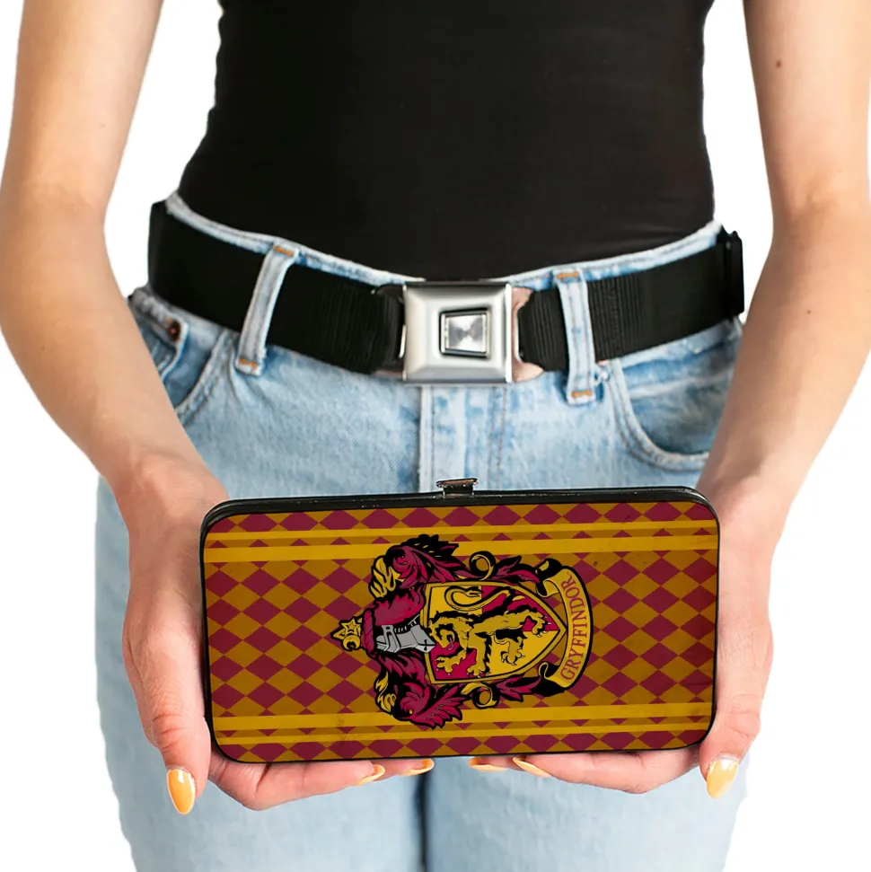 Hinged Wallet - GRYFFINDOR Crest Stripes Diamonds Red Golds