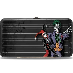 Hinged Wallet - Harley Quinn Hugging Joker Pose Lineup Grays