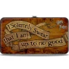 Hinged Wallet - Harry Potter I SOLEMNLY SWEAR THAT I AM UP TO NO GOOD Banner Tan Black