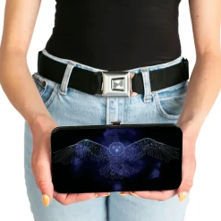 Hinged Wallet - Harry Potter HEDWIG Wings Pose + HARRY POTTER Black Purples White