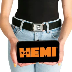 Hinged Wallet - HEMI 426 Logo2 Black White Orange