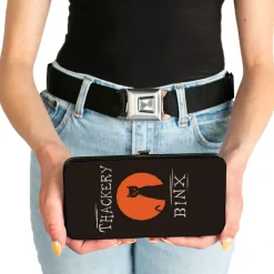 Hinged Wallet - Hocus Pocus THACKERY BINX Cat Moon Silhouette Black Orange