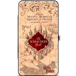 Hinged Wallet - Hogwarts School THE MARAUDER'S MAP Tan Reds
