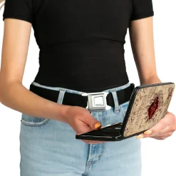 Hinged Wallet - Hogwarts School THE MARAUDER'S MAP Tan Reds