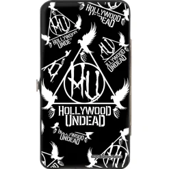 Hinged Wallet - HOLLYWOOD UNDEAD Triangle Dove and Grenade Logo Black White