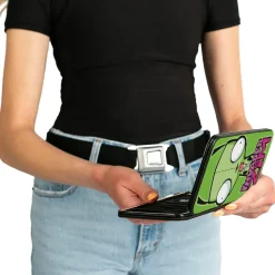 Hinged Wallet - INVADER ZIM GIR Pose and Title Logo + GIR and Costume Pose Green