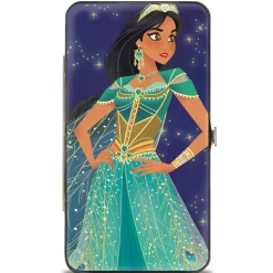 Hinged Wallet - Jasmine 2019 Standing Pose Stars Purple Gold