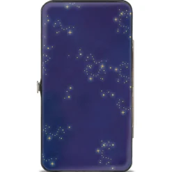 Hinged Wallet - Jasmine 2019 Standing Pose Stars Purple Gold