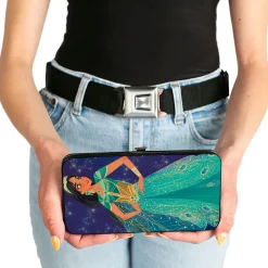 Hinged Wallet - Jasmine 2019 Standing Pose Stars Purple Gold