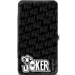 Hinged Wallet - Joker Wine Pose Sketch + THE JOKER Logo HA! HA! Black Grays White