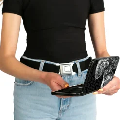 Hinged Wallet - Joker Wine Pose Sketch + THE JOKER Logo HA! HA! Black Grays White