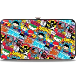 Hinged Wallet - Justice League 8-Chibi Character Action Pose Comic Blocks