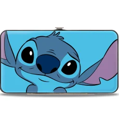 Hinged Wallet - Lilo & Stitch Stitch Sweet Smiling Pose CLOSE-UP Blues