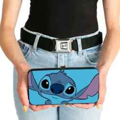Hinged Wallet - Lilo & Stitch Stitch Sweet Smiling Pose CLOSE-UP Blues