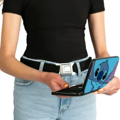 Hinged Wallet - Lilo & Stitch Stitch Sweet Smiling Pose CLOSE-UP Blues