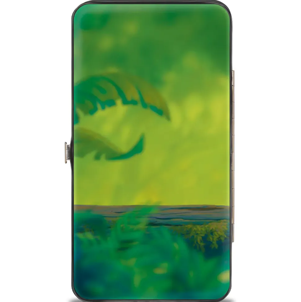 Hinged Wallet - Lion King TIMON Hula Dance Face Leaves Greens