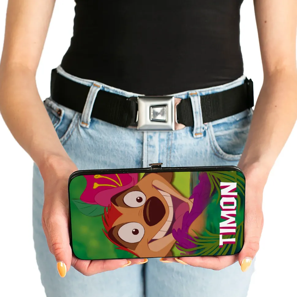 Hinged Wallet - Lion King TIMON Hula Dance Face Leaves Greens