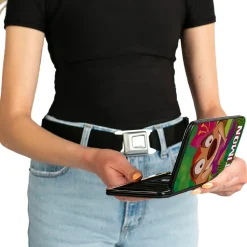 Hinged Wallet - Lion King TIMON Hula Dance Face Leaves Greens