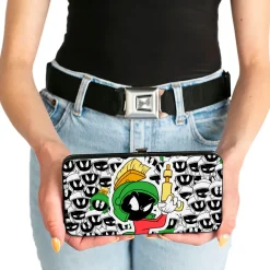 Hinged Wallet - Marvin the Martian Ray Gun Pose Expressions Stacked LANDSCAPE White Black Multi Color