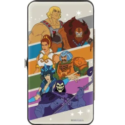 Hinged Wallet - Masters of the Universe Character Stripe Poses White/Multi Color