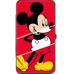 Hinged Wallet - Mickey Mouse Classic Pose + THE TRUE ORIGINAL Stripe Red White Yellow