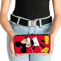 Hinged Wallet - Mickey Mouse Classic Pose + THE TRUE ORIGINAL Stripe Red White Yellow