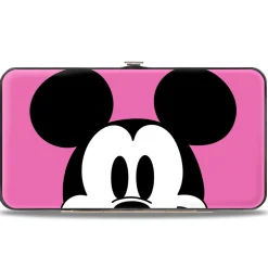 Hinged Wallet - Mickey Mouse Face Character Close-Up + Autograph Pink/Black