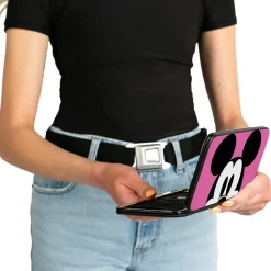 Hinged Wallet - Mickey Mouse Face Character Close-Up + Autograph Pink/Black