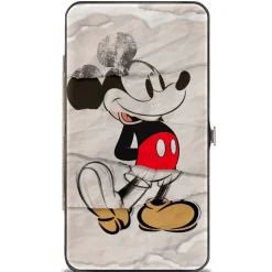Hinged Wallet - Mickey Mouse Standing Pose Modern + Retro Sketches