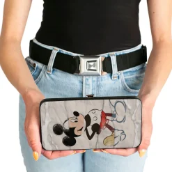 Hinged Wallet - Mickey Mouse Standing Pose Modern + Retro Sketches