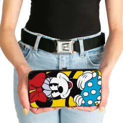 Hinged Wallet - Minnie Style Smiling Pose + Dots Blue/Black/White