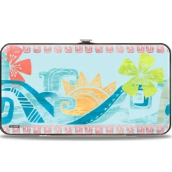 Hinged Wallet - Moana Voyage Group Pose Tribal Icons Collage Blues Multi Color