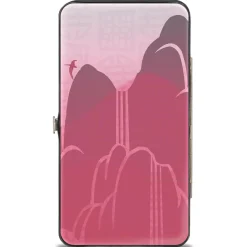 Hinged Wallet - Mulan Sword Action Pose + Landscape Pinks