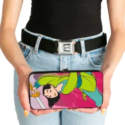 Hinged Wallet - Mulan Sword Action Pose + Landscape Pinks