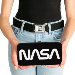Hinged Wallet - NASA Text Black White