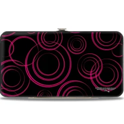 Hinged Wallet - Neon Super Shield Supergirl Pose Rings Black Pinks Yellow