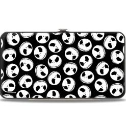 Hinged Wallet - Nightmare Before Christmas Jack Expression3 Centered Scattered Black White