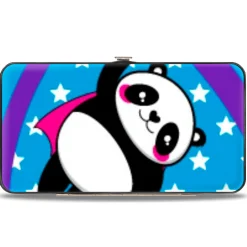 Hinged Wallet - Pandas & Rainbows w Stars