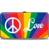 Hinged Wallet - PEACE and LOVE Rainbow Rays Multi Color White