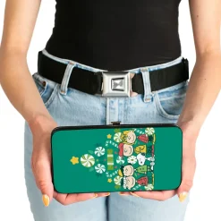 Hinged Wallet - Peanuts Holiday Christmas Tree Group Pose Greens