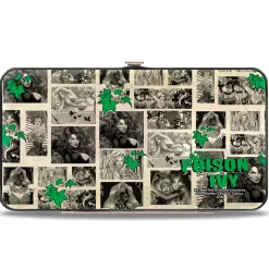 Hinged Wallet - Poison Ivy Pose + Logo Ivy Comic Scenes Grays Greens