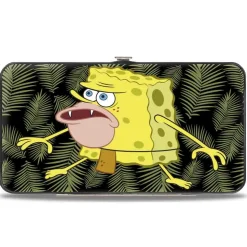 Hinged Wallet - Primitive Sponge Pose Leaves Black Green