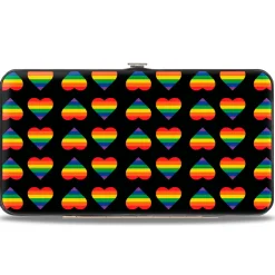Hinged Wallet - Rainbow Hearts Flip Black Multi Color