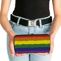 Hinged Wallet - Rainbow Stripe Painted