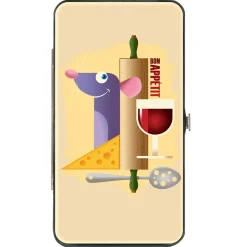Hinged Wallet - Ratatouille Remy BON APPETIT Hiding Pose + Text Logo Beige Reds