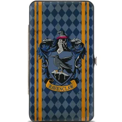 Hinged Wallet - RAVENCLAW Crest Stripes Diamonds Blues Gold