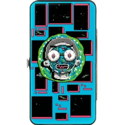 Hinged Wallet - Rick and Morty Logo and Circuit Faces and Blocks Multi Color