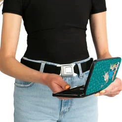 Hinged Wallet - Rocko's Modern Life Rocko & Spunky Pose + Logo Turquoise White